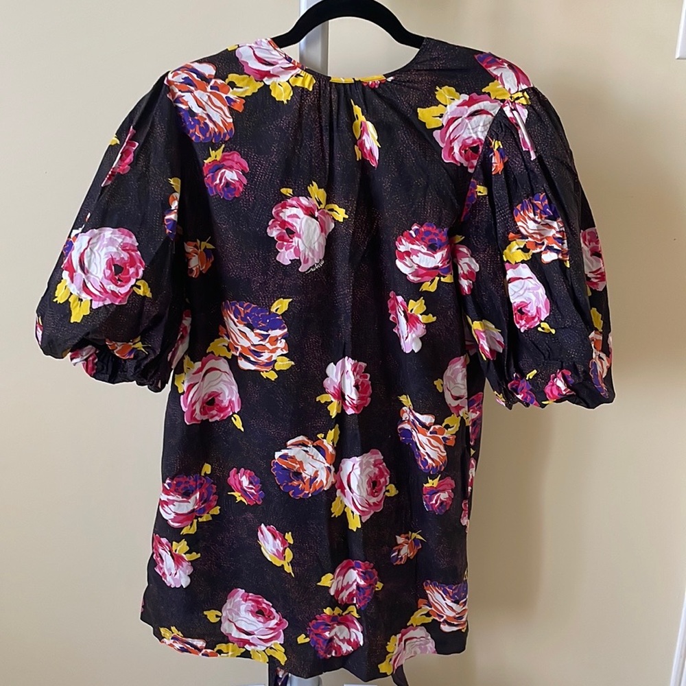 NWOT MSGM Milano babydoll puff sleeve floral print mini dress, size EU 46/ US 10